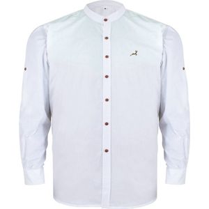 Benelux Wears - Premium Quality Oktoberfest - Carnaval - Witte Hemd - Verkleedkleding - Korean Collar - Blouse - Maat XL
