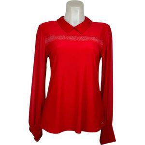 Angelle Milan – Travelkleding voor dames – Rode Blouse met Rits – Ademend – Kreukvrij – Duurzame Jurk - In 5 maten - Maat XXL