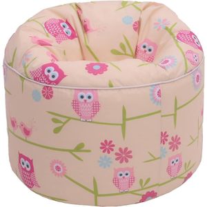 Bed Ronde zitzak voor kinderen met vulling | zitzak kinderkamer zachte zitting speelkamer | ergonomisch gevormd vloerkussen | duurzaam meubel voor kleine kinderen | kinderzitzak (uilen)