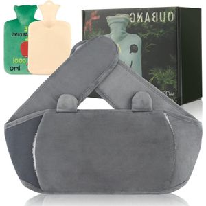 4-in-1 warmwaterkruik met verlengde riem - kerstcadeau - 1 liter warmwaterkruik met warmwaterriem en geschenkdoos - herbruikbare draagbare warmwaterfles grijs - groen.