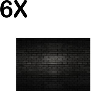 BWK Textiele Placemat - Zwarte Donkere Muur - Set van 6 Placemats - 35x25 cm - Polyester Stof - Afneembaar