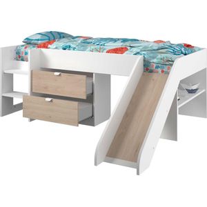 Parisot Halfhoogslaper met glijbaan Tobo - 90x200 - Wit