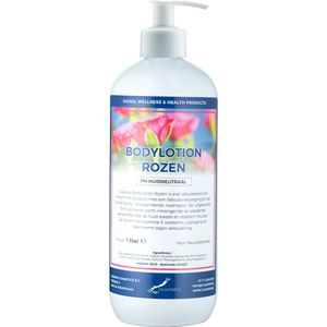 Bodylotion Rozen 1 Liter met witte pomp - stijlvolle en duurzame uitstraling
