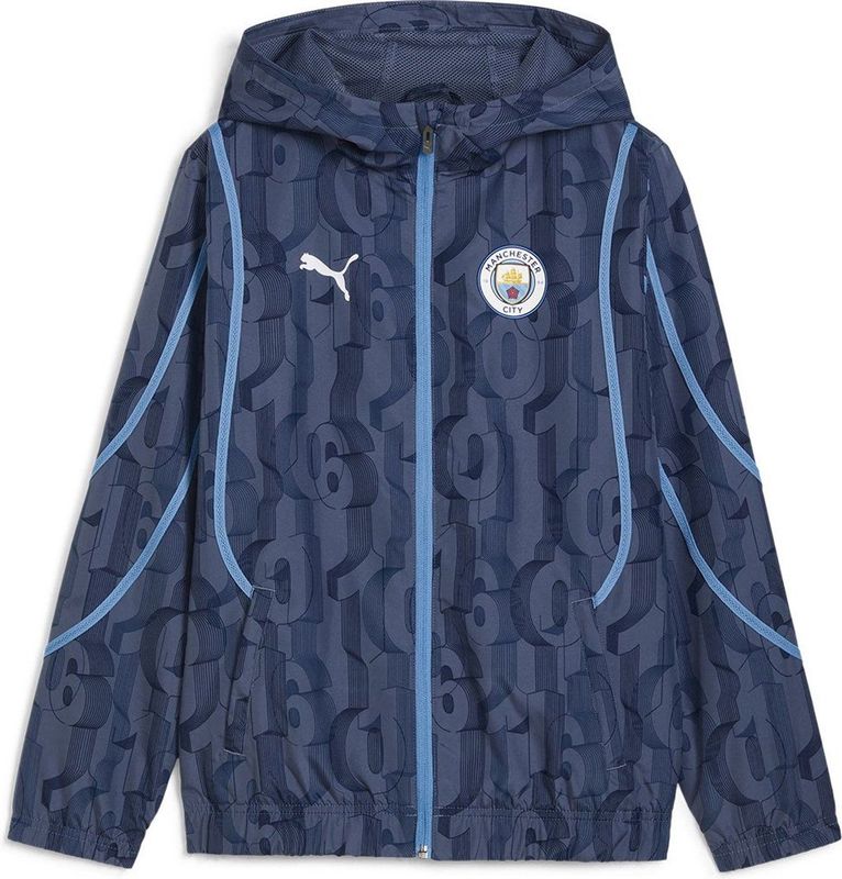 Puma Manchester City Fc 24/25 Voor De Wedstrijd Junior Hoodie Blauw 5-6 Years Man