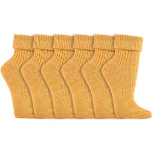 Dames sokken | Alpaca wol | Hypoallergeen | Kleur: Geel | Maat: 35-38 / 39-42 | 6 paar