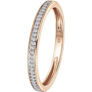 Lucardi Dames Railring 29 diamanten 0,08ct - Ring - Cadeau - 14 Karaat Goud - Roségoud