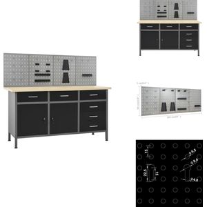 vidaXL Werkbank - Werkbanken - Werktafel - Werktafels - Werkbank met vier wandpanelen