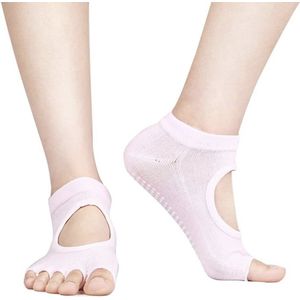 Roze Anti-slip Yogasokken - Sportsokken met open teen - Yoga - Antislip - Roze sokken - Vrolijke gekleurde sokken - Sokken - Yogasok - Teensokken - Danssokken - 35-39 - CHPN