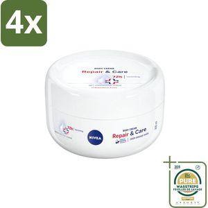 NIVEA - Bodycrème - Herstel & Verzorging - Voor zeer droge huid - 72 uur hydratatie - 300 ml - Voordeelverpakking - 4 stuks - Intensieve hydratatie - Panthenol