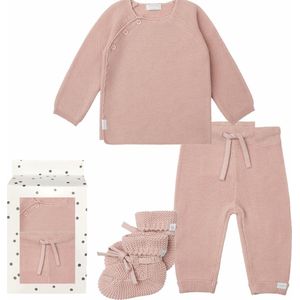 Noppies - Cadeausetje - Newborn - Prematuur - Cadeaudoosje met Kledingset - Kraamcadeau - Babyshower - 3delig - Broek Grover - Trui Pino - Slofjes Nelson Rose Smoke - Maat 44