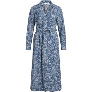 Vila Jurk Vidogma Toa L/s Midi Shirt Dress 14096412 Coronet Blue/toa Egret Dames Maat - 36