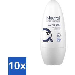 Neutral - Deodorant Roller - Gevoelige Huid - Tegen Witte & Gele Vlekken - 0% Parfum, Kleurstof & Alcohol - 50 ml - Bulkverpakking - 10 stuks