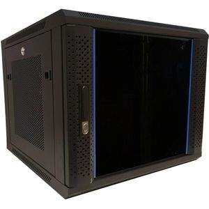 DSIT 9U wandkast met glazen deur - geperforeerde zijpanelen 600x600x500mm (BxDxH) - serverbehuizing - serverrack - serverkast - 19 inch