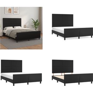 vidaXL Bedframe met hoofdeind kunstleer zwart 140x190 cm - Bedframe Met Hoofdbord - Bedframes Met Hoofdborden - Bedframe - Bed