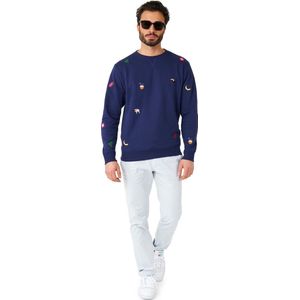 OppoSuits Summer Icons - Navy - Heren Sweater - Zomers Trui - Donkerblauw - Maat XL