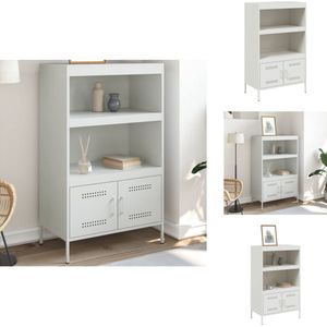 vidaXL Hoge Kast - Hoge Kasten - Hoog Dressoir - Hoge Kast Woonkamer - Hoge kast 68x39x113 cm staal wit