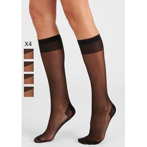 Damart - Set van 4 paar kniekousen voile 20D - Dames - Zwart - 40/41