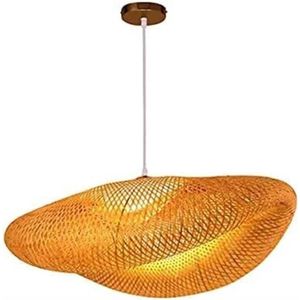 Retro hanglamp natuurlijke bamboe rotan geweven kroonluchter rotan verlichting hout lamp in hoogte verstelbaar E27 hanglamp eetkamer woonkamer slaapkamer keuken decoratie, Handgemaakte bamboe hanglamp 40 cm