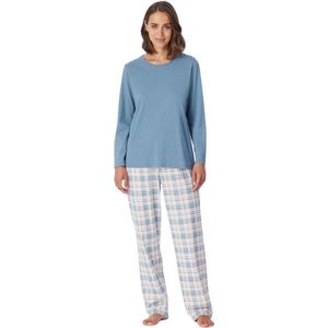 Schiesser Pyjama lange broek - 808 Blue - maat 52 (52) - Dames Volwassenen - 100% katoen- 181250-808-52