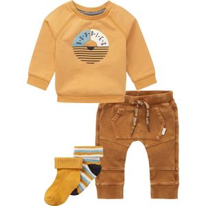 Noppies - Kledingset - 4delig - Broek Hino Caramel Brown - Sweater Homs Amber Gold - 2 paar sokken - Maat 74