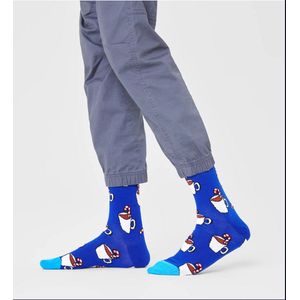 Happy Socks Candy Cane Cocoa Sock - blauw met warme choco - Unisex - Maat: 36-40