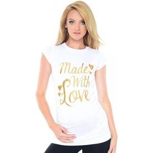 Wit zwangerschaps shirt Made with love - M