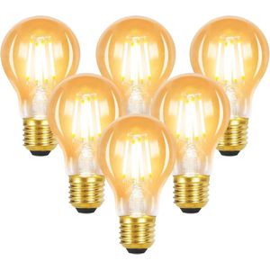 NETTLIFE A60 LED Lampen - 2700K warm wit - 6 Stuks - E27 - 4W - retro Edison gloeilamp - Amber - voor keuken hal bar