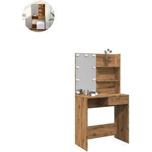 Kaptafel met spiegel - Make up tafel - Make up - Toilettafel - Met lades - Artisanaal Eiken