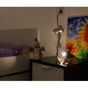 Handgemaakte duurzame kokosnoot nachtlamp zebra – Eco-Friendly Handmade night lamp zebra