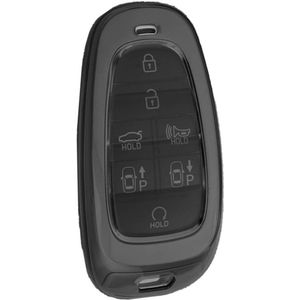Autosleutel hoesje - TPU Sleutelhoesje - Sleutelcover - Autosleutelhoes - Geschikt voor Hyundai - Dark Clear - E4 - Hyundai i20, Hyundai i30, Hyundai ix20, Hyundai ix35, Hyundai Bayon, Hyundai ionic electric, Hyundai Kona, Hyundai Kona Electric, Hyu