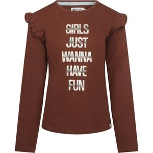 No Way Monday-Girls T-shirt ls-Brown - Maat 110