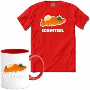 Schnitzel -  grappig verjaardag kleding cadeau - eten teksten - T-Shirt met mok - Dames - Rood - Maat S