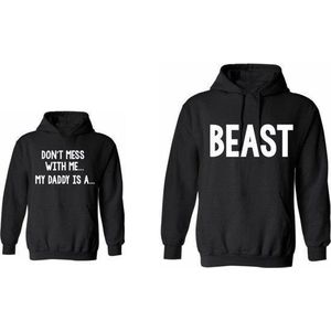 Hoodie jongen-meisje-Matching hoodies-Beast-Don't mess with me...my daddy is a...-Maat 7/8 jaar