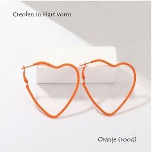 Oorringen / Creolen - Hart Vorm - Oranje (Rd) - 5,3 cm Doorsnede - Casual - Nationaal (sport) evenement