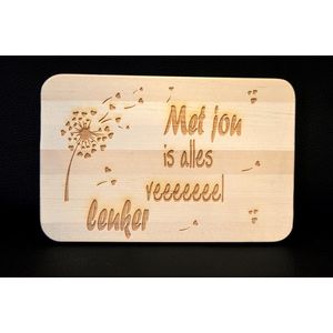 Ontbijtplank - Ontbijtbord - met tekst - met jou - liefde -Beuken - cadeau