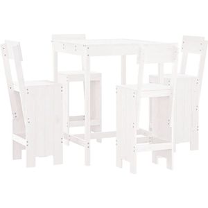 vidaXL Barset - 5-delig - Massief Grenenhout - Wit Bar Set - Buitenbar - Tuinset - Hout - Grenenhout