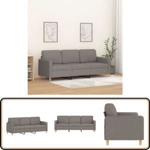 vidaXL Driezitsbank - 180 cm - Stof - Taupe Comfortabele Bank - Drie Persoons Bank - Banks Kopen - Salon Meubels - Lounge Bank