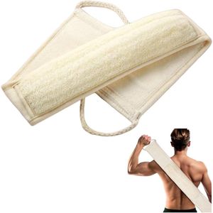 Rug Spons Scrubber van Loofah - Scrubborstel Doucheborstel Badborstel Massageborstel - Scrub Massage Douche & Bad Lichaam Borstel - badborstel - Voor in de douche of in bad - Douche accessoires - Wit - 70cm - 1 stuk
