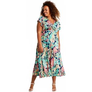 Lange wikkeljurk met bladeren