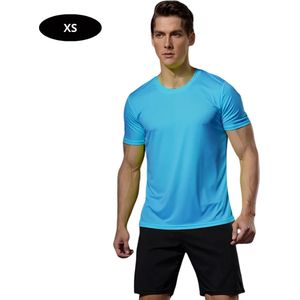 Nivard Sportshirt Heren - Sport - Fitness - Compressie Shirt - Corrigerend Hemd - Sportkleding - Mannen - Hemelsblauw - XS