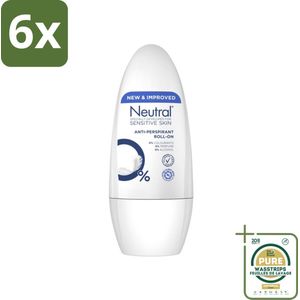 Neutral - Deodorant Roller - Gevoelige Huid - Anti-perspirant - 0% Parfum, Kleurstof & Alcohol - 50 ml - Voordeelverpakking - 6 stuks - Gevoelige huid - Biologisch afbreekbaar