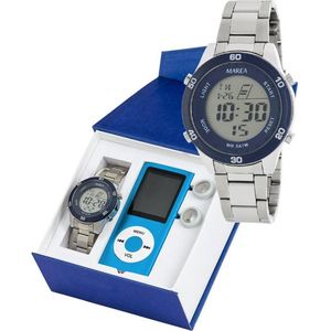 Marea B35323/2 digitaal horloge 38 mm 50 meterblauw/ wit