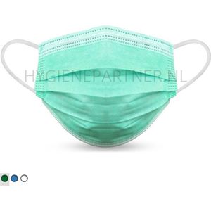 4 Doosjes met  50 stuks Mondmasker eenmalig gebruik civiel 3-laags non-woven polypropyleen groen niet medisch