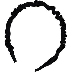 Diadeem - haarband van stof - zwart (mat) - dunne haarband - kinderen/meisjes/dames - gerimpeld