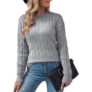 Dames Gebreide Trui Chunky Knit Met Lange Mouwen