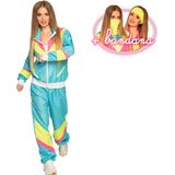 Boland - Trainingspak Retro babe neonblauw (S) - Volwassenen - - 80's & 90's - Disco