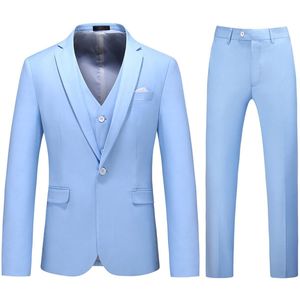 Allthemen Heren Driedelig Pak met Steekkraag - Inclusief Zakdoek - S