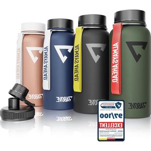 Roestvrij Staal Drinkfles 950ML - Extra Drinkdop - Dubbelwandige Thermosfles - 12H Warm & 24H Koud - 100% BPA Vrij - Robuust en Lekvrij - Fitness Sport & Outdoor - Olijf-rood