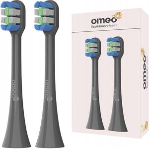 OMEO +365 - Opzetborstels - 2 stuks - Teeth & Face - Sonische tandenborstel - Zwart - Grijs