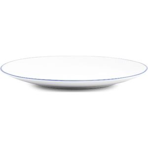 BonBistro Plat bord 24cm coupe blue rim Basic White (Set van 6)